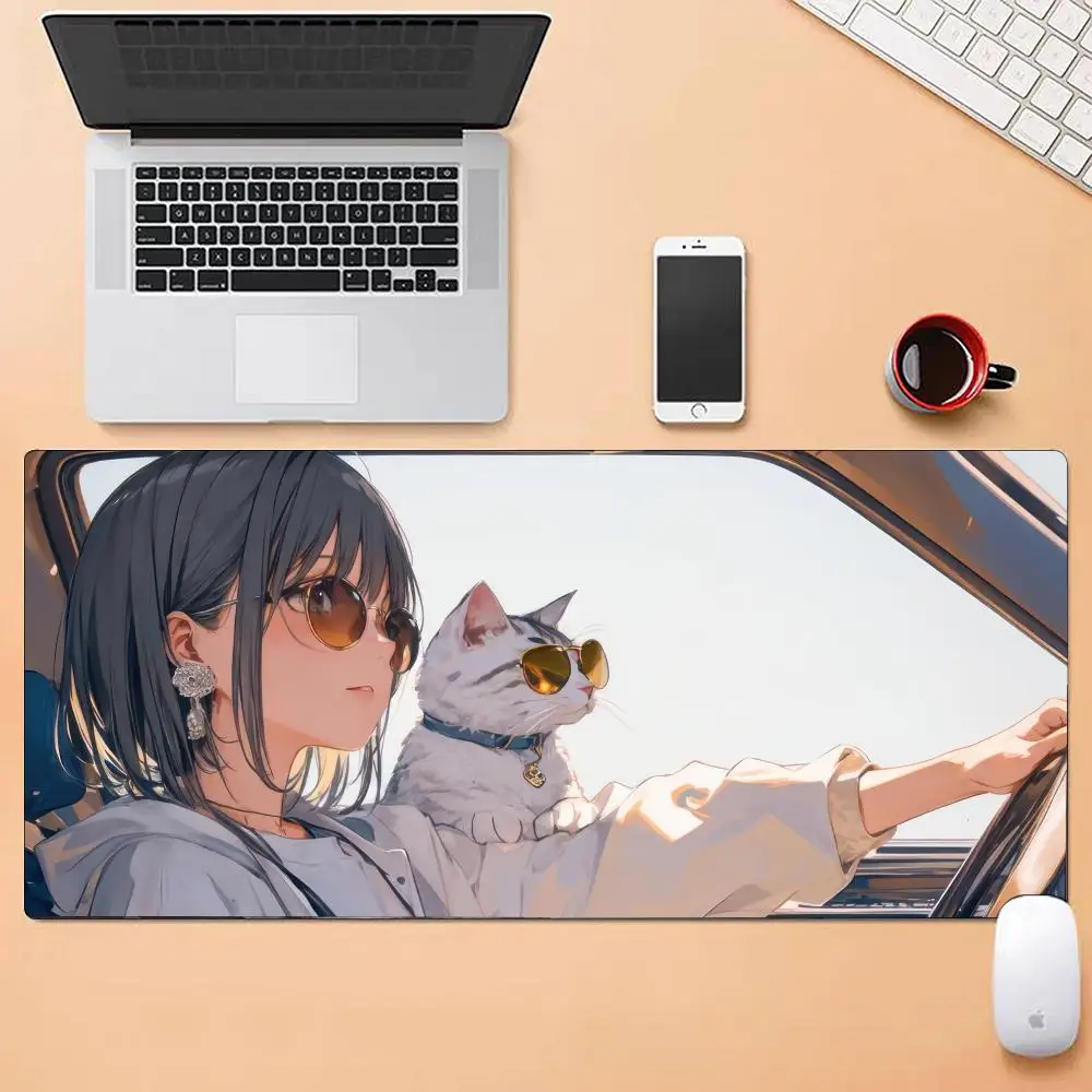 Anime Leuke Mooi-meisje Muismat Meerdere Maten Grote Vierkante Computer Kantoor Spel Tafelmatten Rubberen Antislip Muismatten