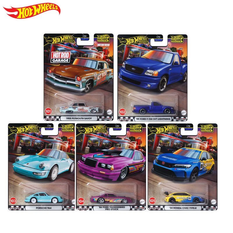 Mattel Hot Wheels Premium Car Boulevard 21 #101-105 #96-100 Honda Civic Type-R Porasche 964 1/64 Diecast Model Toy GJT68