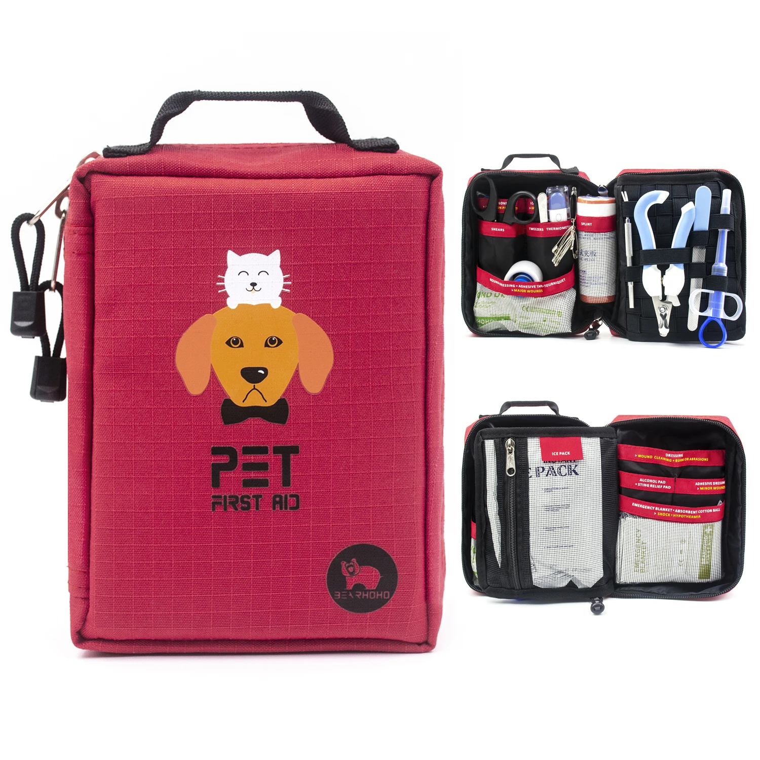 160pcs Full Dog First Aid Kit Pet Emergency Medical Case Portable Trauma Care Molle Pouch For Training Hiking Camping Hunting