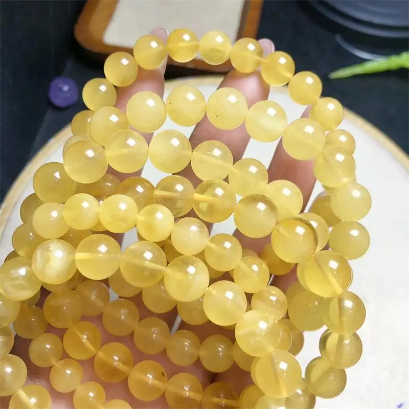 Natural Beeswax Bracelet Women Fashion Elegant Healing Fengshui Gemstone Strand Wristband Gift 1PCS 8/9MM