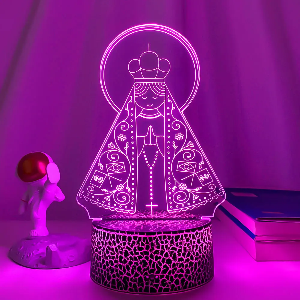 

7 Color led 3D Led Night Light Our Lady Aparecida for Church Decoration Light Cool Gift for Faith Usb Battery Powered Table Lamp