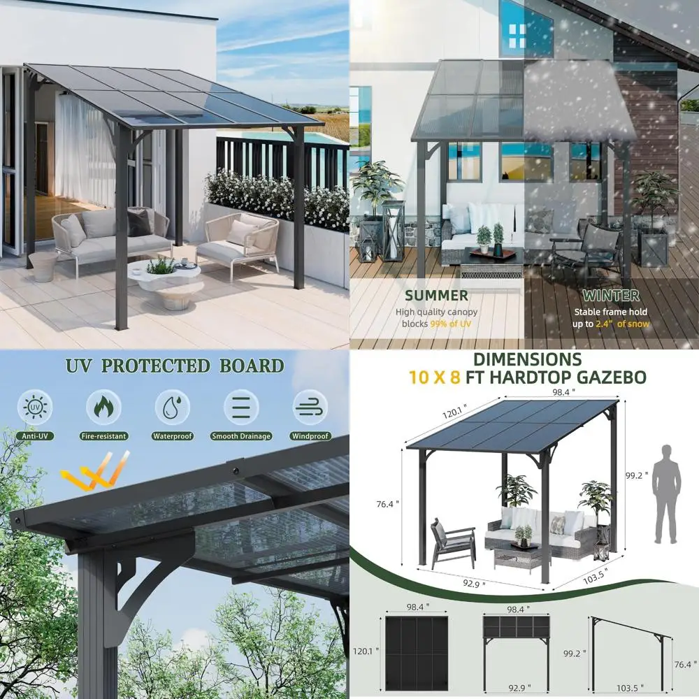 

"Large Patio Gazebo with Wall-Mounted Pergola, Clearance Sale, Ideal for Outdoor Spaces"