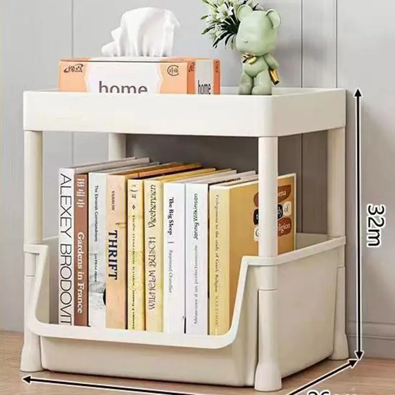 Movable Trolley Multi-Layer Storage Rack Office Desk File Rack Family Snacks Sundry Storage Rack Magazine Book Organize Rack