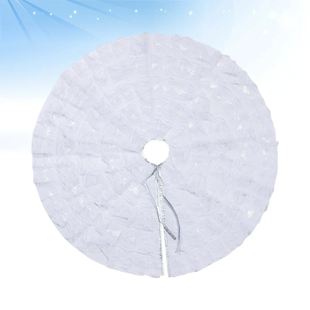 

1Pcs 80Cm Christmas Tree Skirt Classic White Ruffled Design Xmas Tree Floor Mat Decoration for Stores Restaurants Homes