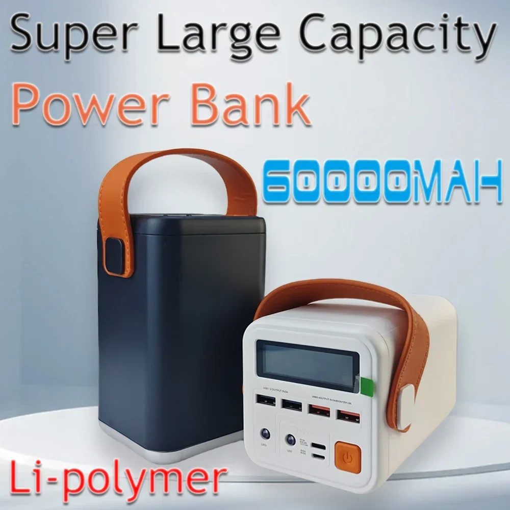 

60000mAh Outdoor Power Bank Portable PowerBank External Battery Pack PD 65W Fast Charger For Xiaomi iPhone mobile power station