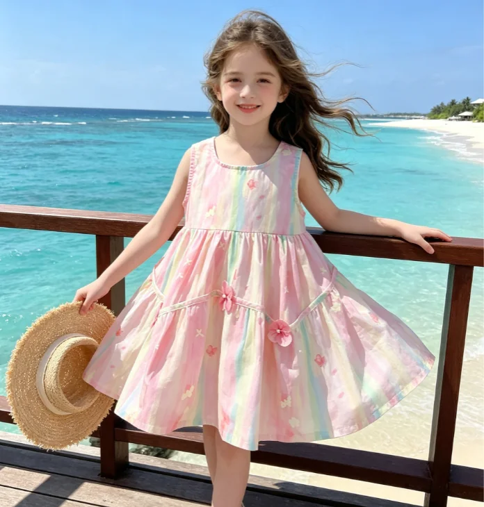Girls Dress 2026 Spring and Summer New Children's Clothing Korean Style Girl Baby Three-dimensional Flower Pearl Cotton Dress