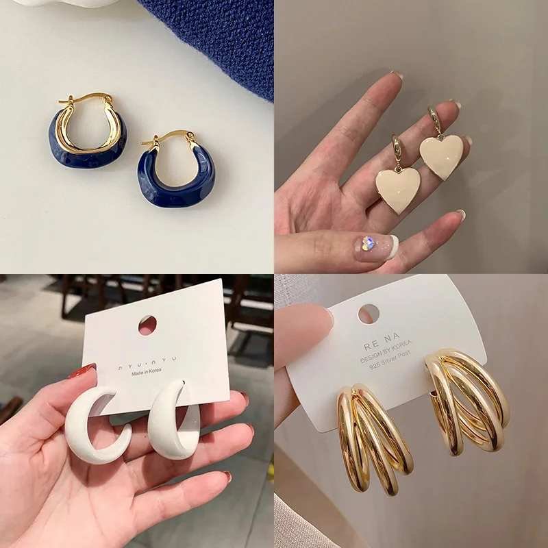 

2023 Trend French Retro Klein Blue Ear Accessories Niche Design Sense Temperament Senior Sense Spring Earrings Accessory Single