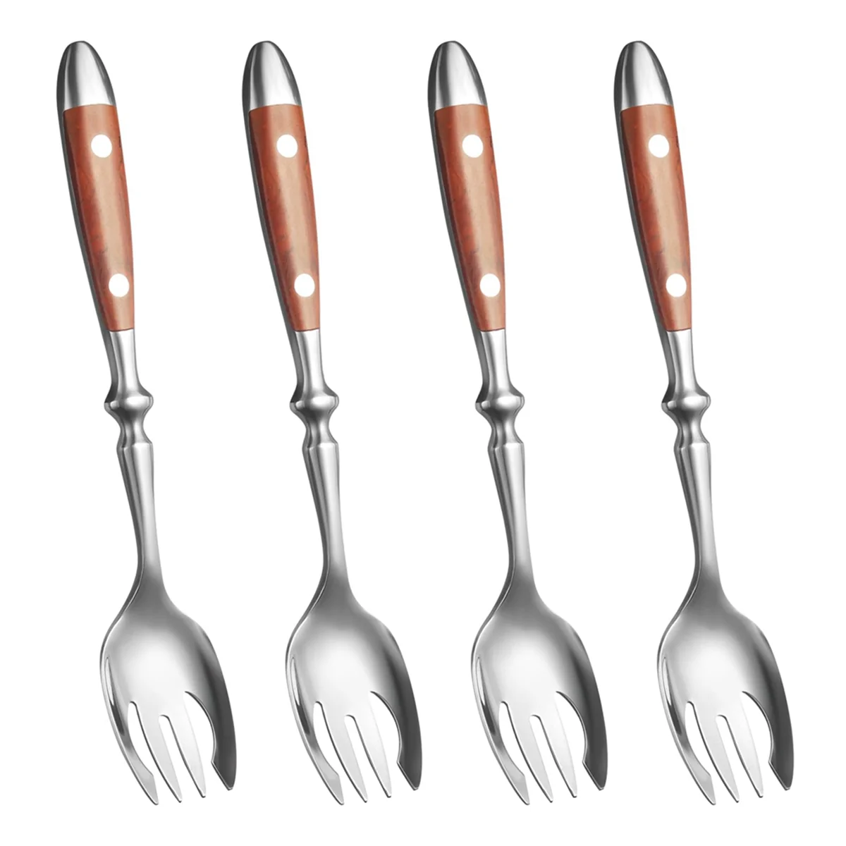 4 Pcs Metal Sporks Set,Stainless Steel Salad Spoons with Bakelite Handle,Salad Forks Spork for Salad,Fruit,Dessert