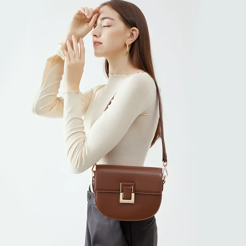 Jonlily Women Genuine Leather Shoulder Bag Female Fashion Crossbody Bag Casual Daybag Saddle Bags Handbag Daybag Purse -KG852