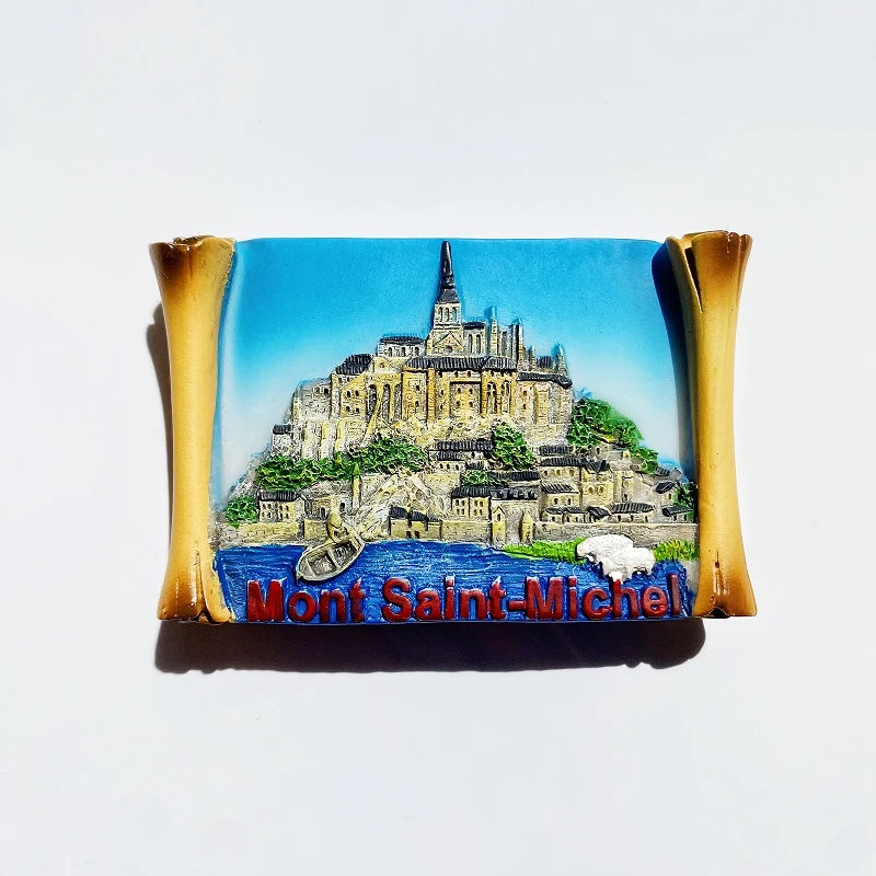 فرنسا، مونت سانت ميشيل، مشهد، هدايا تذكارية سياحية، ثلاثية الأبعاد، لوحة يدوية، ديكور، ملصقات ثلاجة مغناطيسية #1