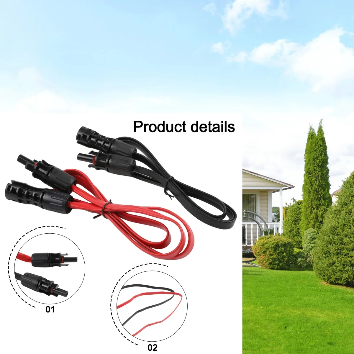 

Solar Photovoltaic Cable Casement Flat Copper Busbar Photovoltaic Extension Cable Flexible Flat With Coupler 1500V 100*1*0.3cm