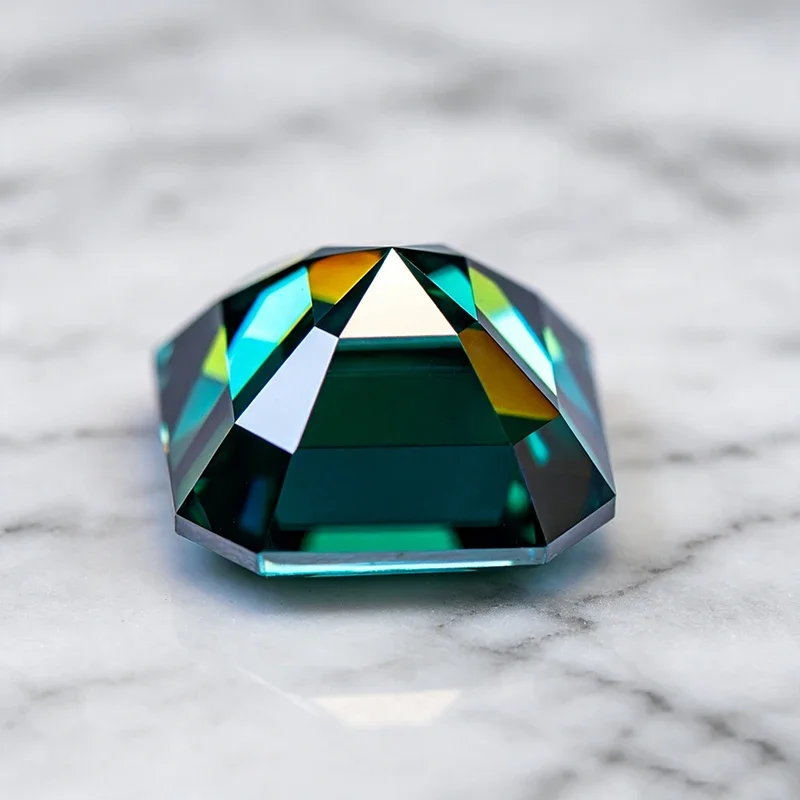 Moissanite Stone Natural Emerald Green Asscher Cut Gemstone for Charms Jewelry Rings Earrings Making Materials with Certificate