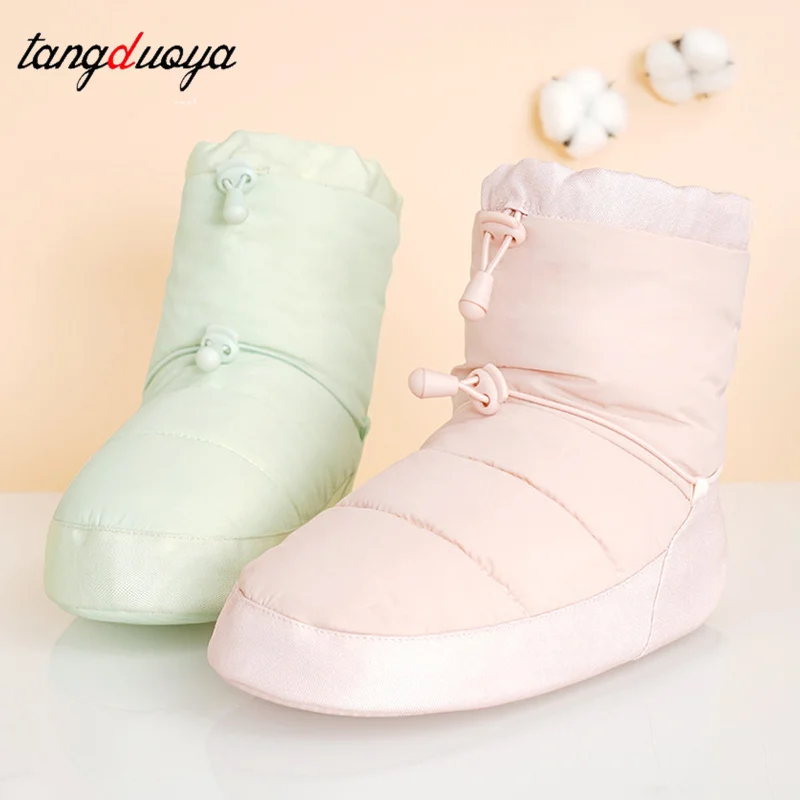 فتاة النساء أحذية الباليه الاحماء أحذية الرقص الشتاء أحذية الباليه أحذية الرقص الحرارية أحذية الباليه المضادة للانزلاق مقاومة للاهتراء