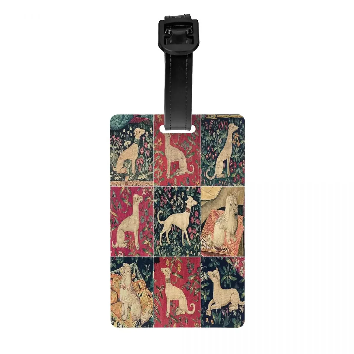 Custom Medieval Greyhound Luggage Tag Whippet Sighthound Dog Travel Bag Suitcase Privacy Cover ID Label