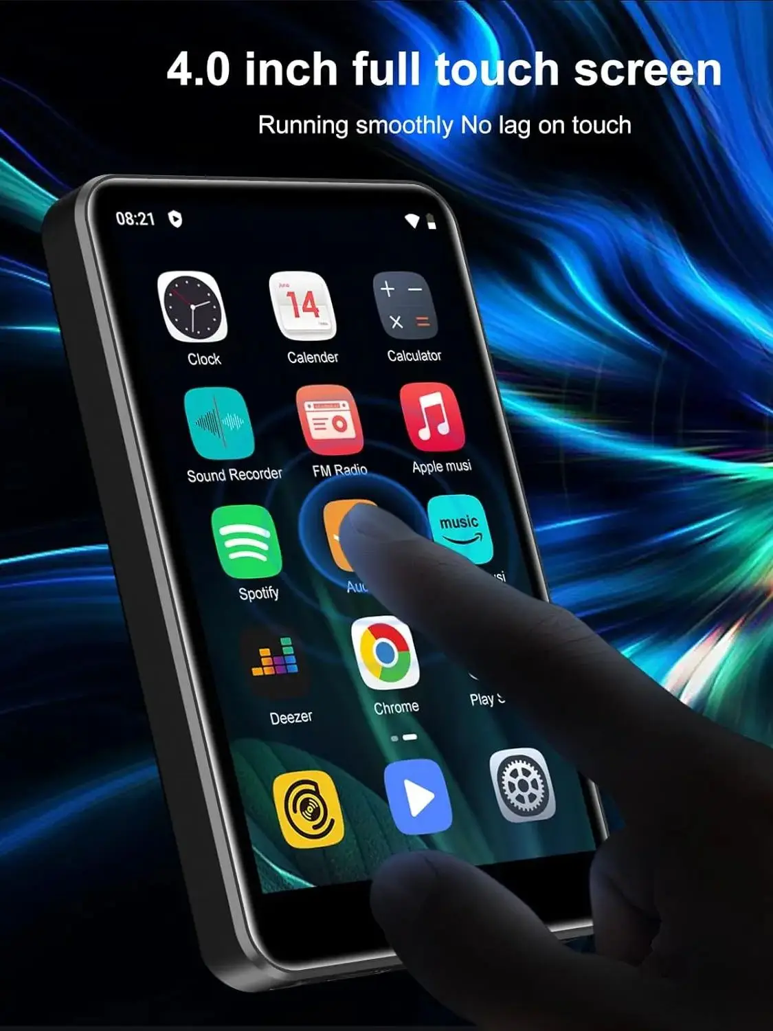 Android 9.0 MP3-Player mit Bluetooth und WLAN, 16GB/80GB, 4,0-Zoll-Display mit Lautsprechern, FM-Radio, eBook-Funktion, Kapazität bis zu 512GB