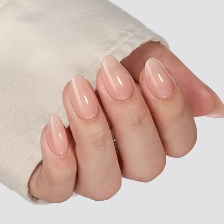 

Press On Nails Короткие миндалевидные 32 шт. 16 размеров телесного цвета Прозрачный желейный гель Накладные ногти с УФ-закрытием Клей для повседневного ношения и особых случаев