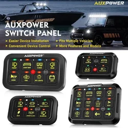 AUXPOWER RGB 4/6/8/12Gang Switch Panel Toggle/Momentary/Pulsed Supported NO App Control (One-Sided Outlet)