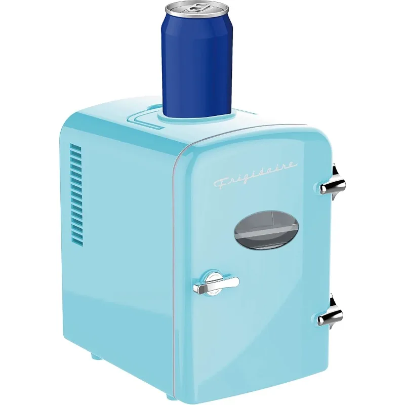 Retro Mini Portable Personal Fridge - Perfect for Home, Office or Dorm - Comes with Active Cooling Tank AC/DC Charger