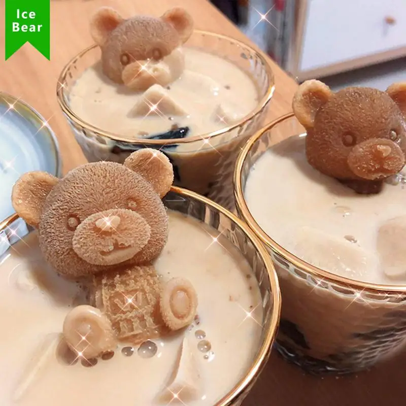 3D Teddy Bear Ice Mold Silicone Ice Maker DIY Soap Mould Ice Cream Tool For Whiskey Wine Cocktail Coffee Juice Cake Decoration