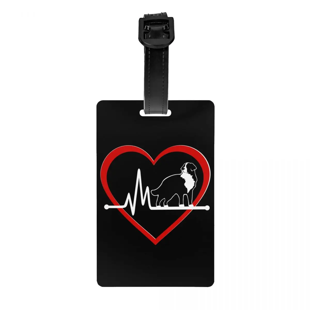 Bernese Mountain Dog Love Heartbeat Luggage Tag for Travel Suitcase Animal Privacy Cover ID Label