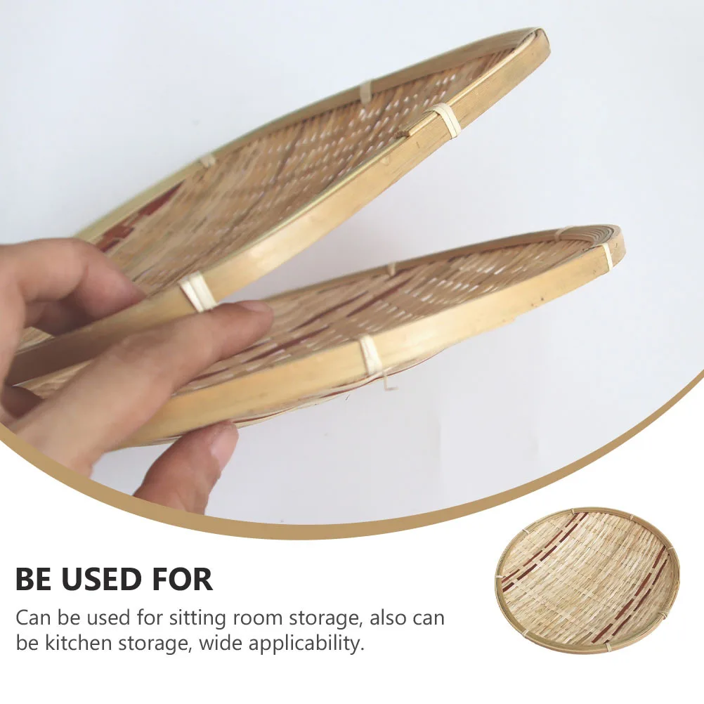 

2Pcs Bamboo Woven Trays Multifunctional Tray for Towel Magazine Sundry Storage Wedding Party Banquet Bamboo Food Tray