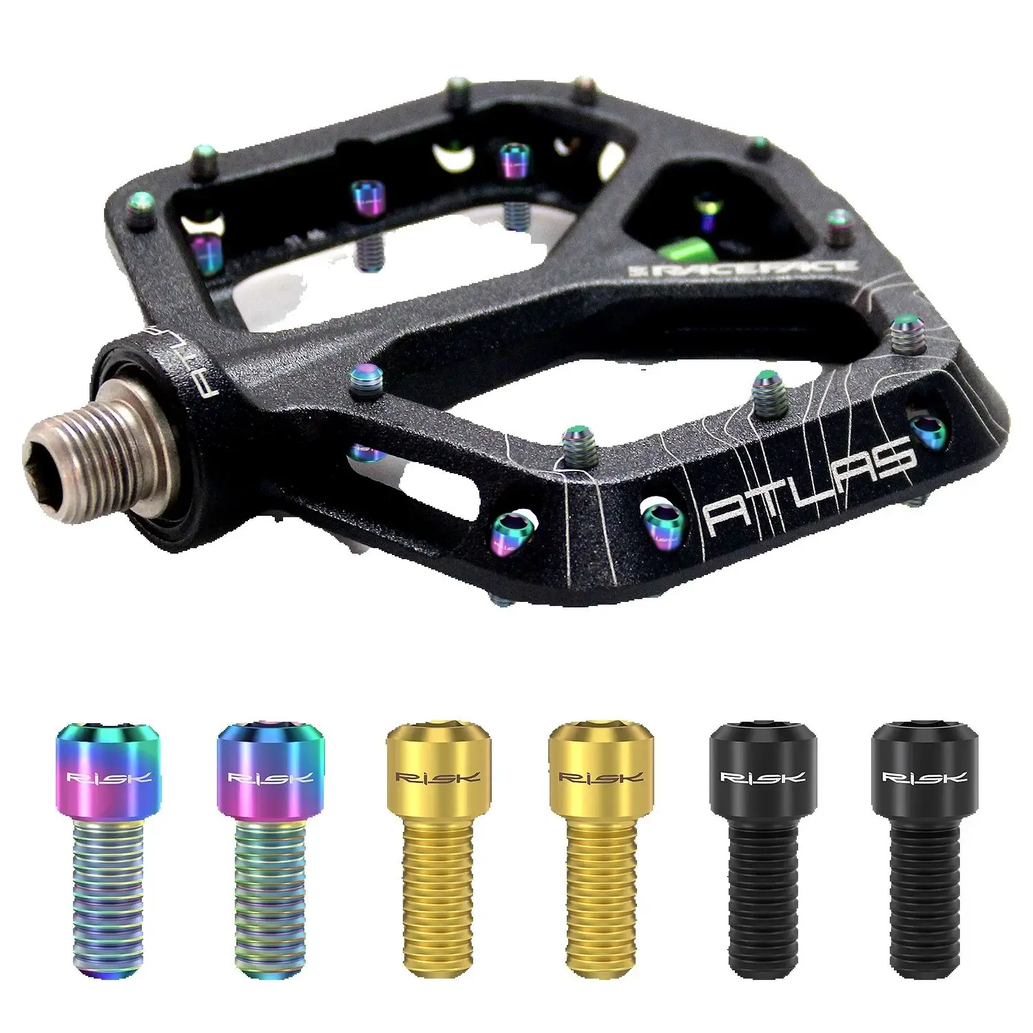 AliExpress RISK 8pcs Titanium Bicycle Pedal Screws M4x5mm M4x8mm Bike Anti-skid Bolts For Downhill XC AM DH Anti-slip Fixing Screws
