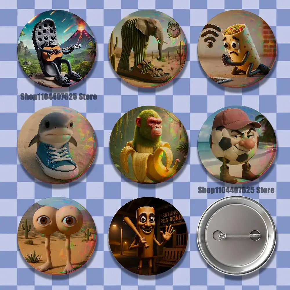 

Stripe art Badge on Backpack Clothes decoration Tinplate Round Brooch Funny Custom Gifts for Friend