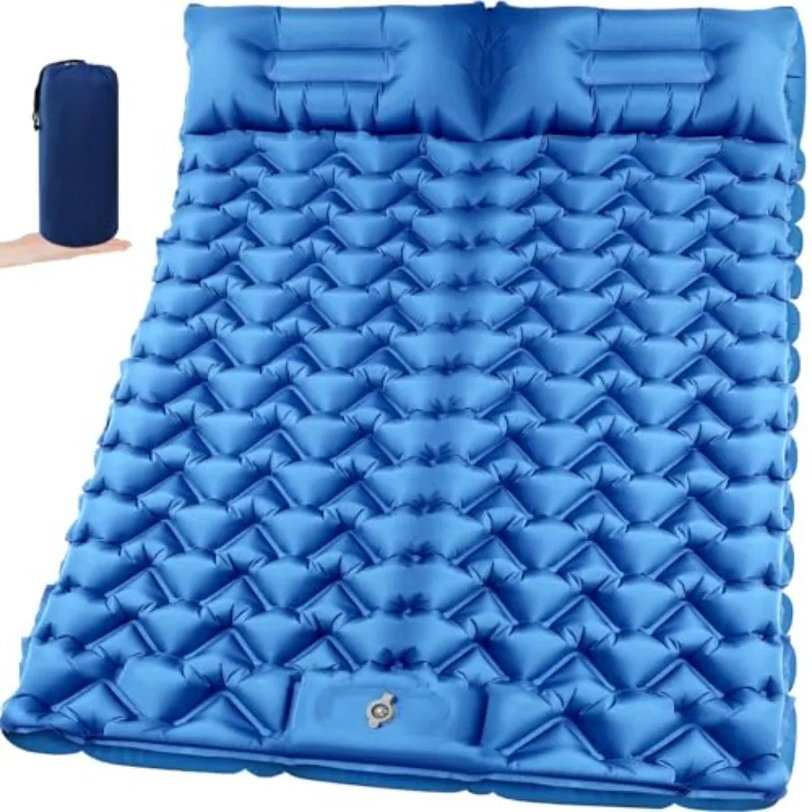 

Sleeping Pad for Camping 2 Person Double Camping Pad with Built-in Foot Pump and Pillow Inflatable 4in Extra-Thick Ultralight A