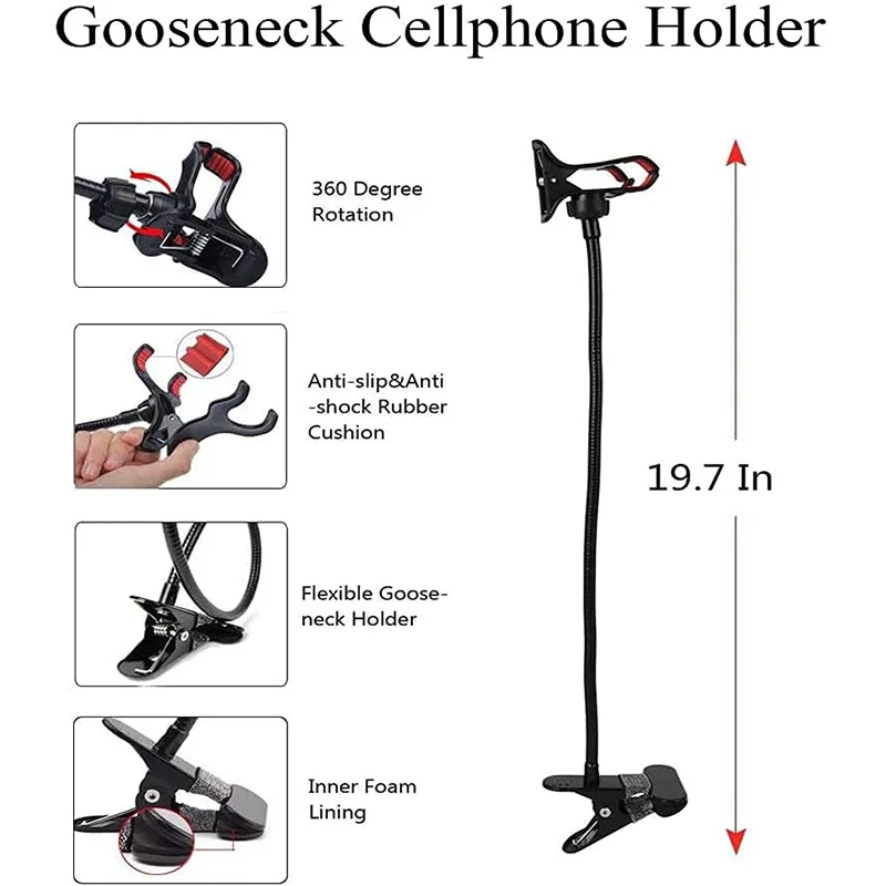 Universal Mobile Phone Holder Flexible Lazy Bracket  Adjustable Cell Clip For Home Bed Mount Smartphone Desktop Stand Gooseneck