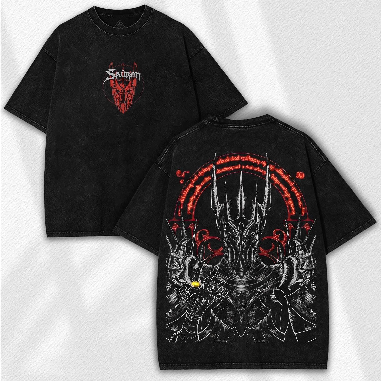 Dark Lord Washed Tee Vintage Fantasy Graphic T-Shirt Men Women Oversize Y2k Streetwear Short Sleeve Hip Hop Female Male Clothing