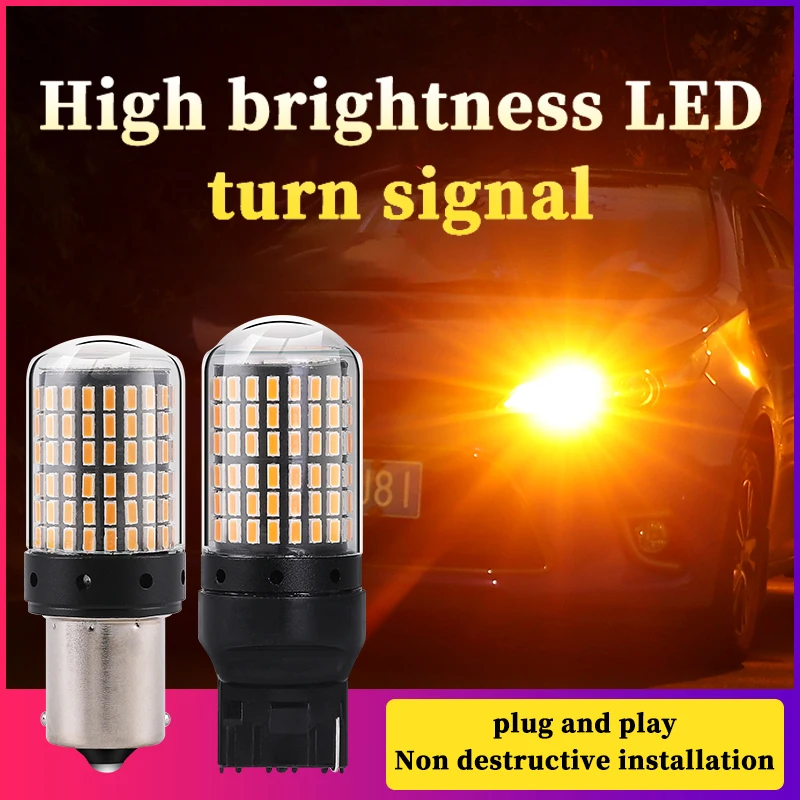 2 قطعة 1156 BA15S LED CANBUS 3014 144 SMD 1157 BAY15D P21/5W 7440 T20 7443 بدوره مصباح إشارة عكس أضواء مصباح مكبح 12 فولت الأبيض
