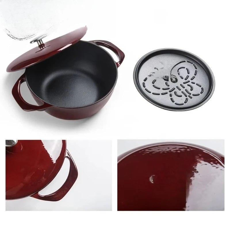 Saucepan Metal 28cm Cast Iron Oven Stew Cooking Kitchen Cast Iron Casserole Steamer