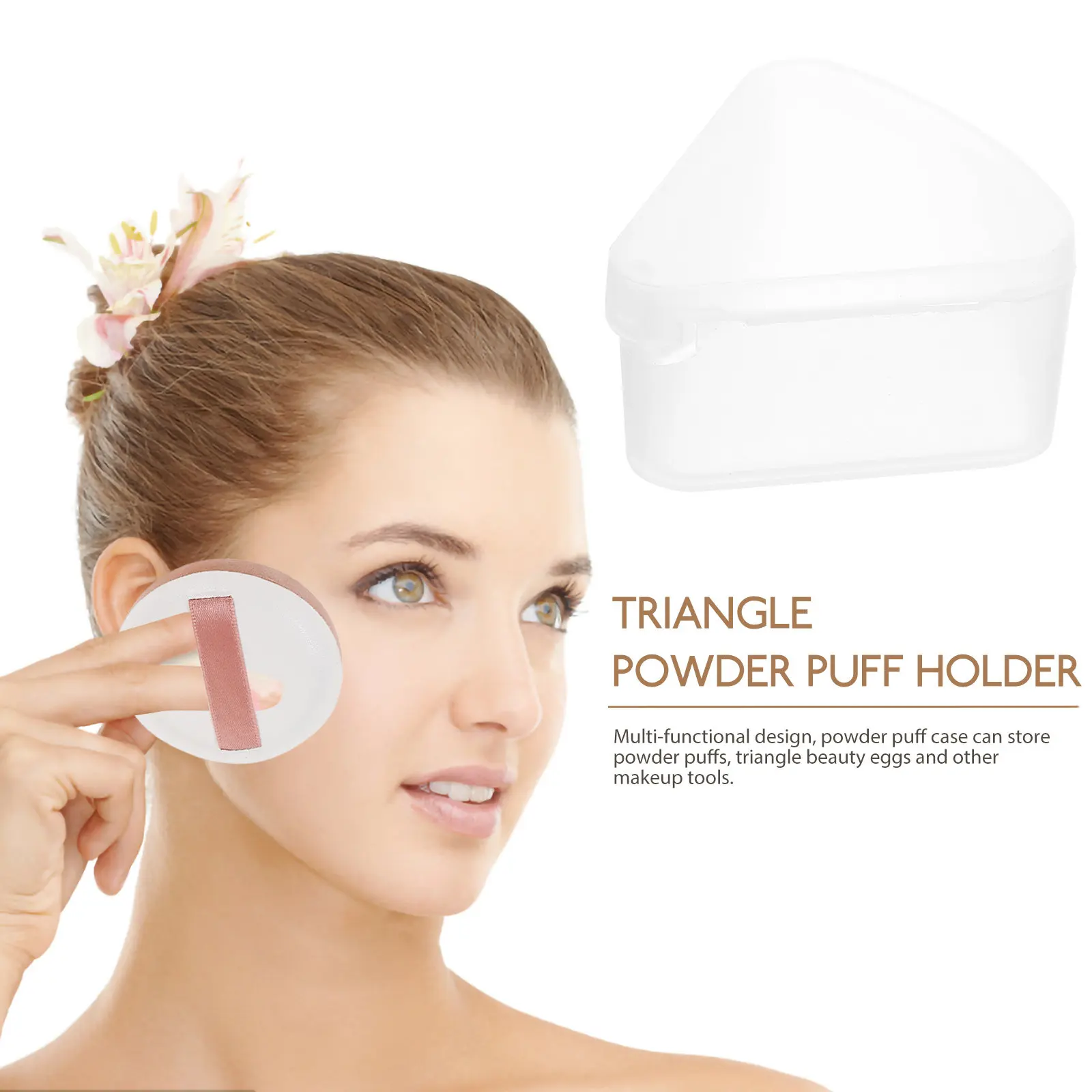 6Pcs Triangle Powder Puff Case Space Saving Makeup Sponge Holder Travel Case for Triangle Beauty Eggs Powder Puff Organizer view 3