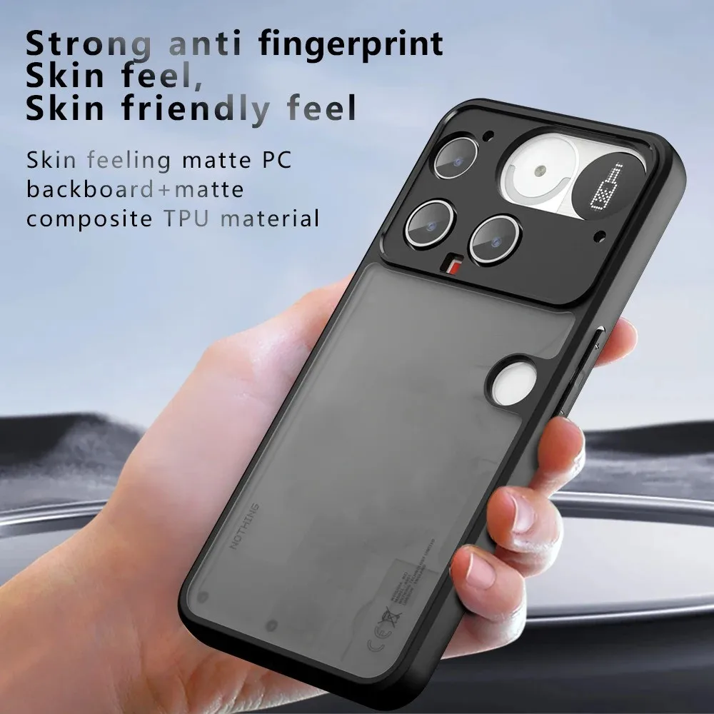 Matowe, półprzezroczyste etui na Nothing Phone 3 (3) odporne na wstrząsy, miękkie w dotyku, twarda obudowa tylna z ramką, fundas