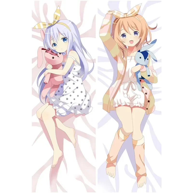 60x180cm Hot  Anime Go Chuumon Wa Usagi Desuka？Wonderful Party Pillow Covers Case 3D Double-sided Bed Hugging Body Pillowcase