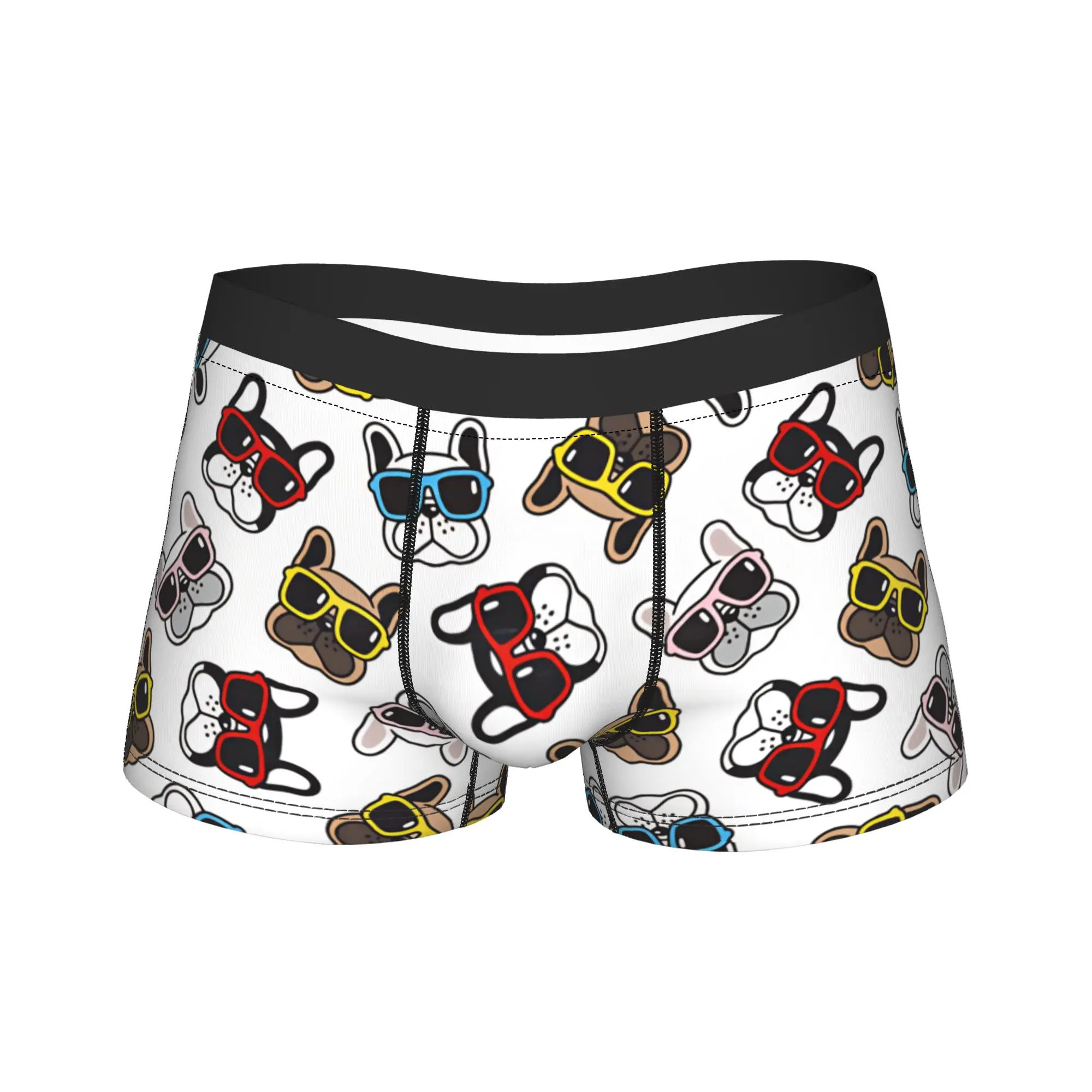 Dog seamless pattern french bulldog face Underwear  Sexy Soft Underpants Customs Shorts Briefs For Male 3D Pouch Boxer Shorts