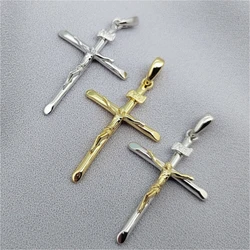 S925 Sterling Silver Charms Pendants for Women Men Contrast Colored Emboss Jesus Crucifixion Cross Amulet New Fashion Jewelry