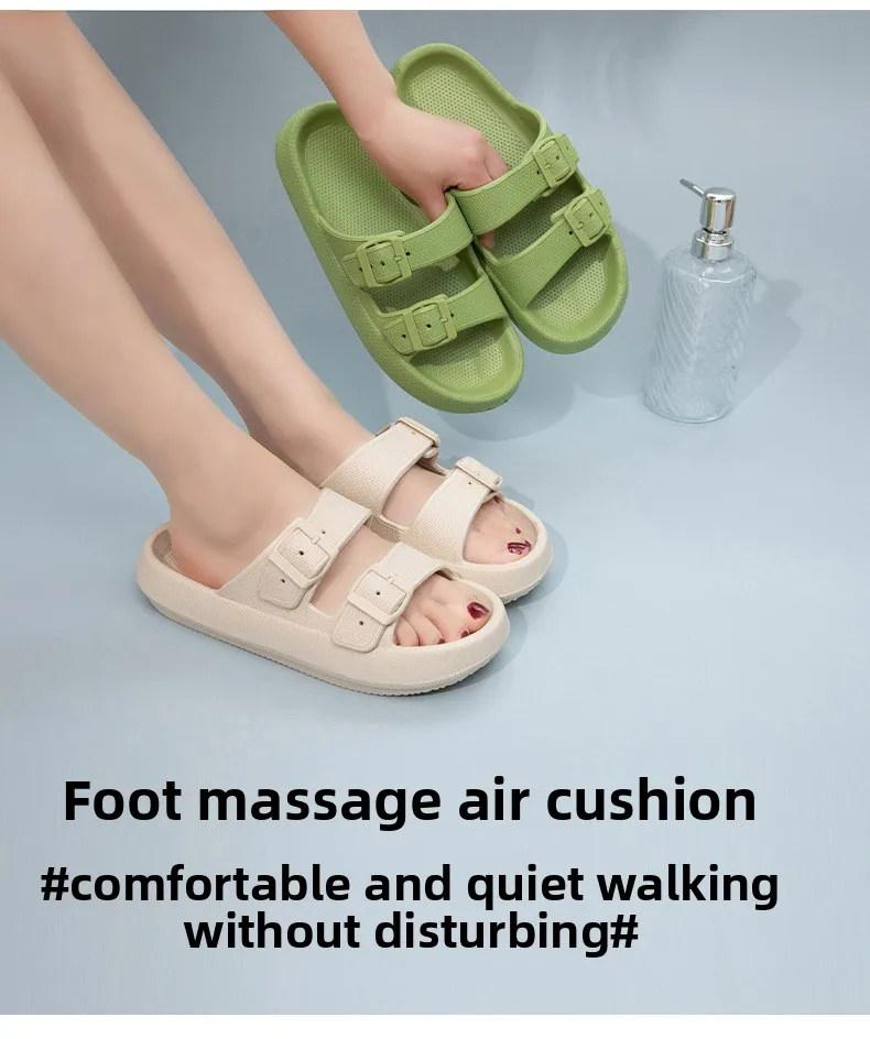 Summer Couple Flip Flops Outdoor Thick Sole Slippers for Women Men Home Sandals with Double Strap