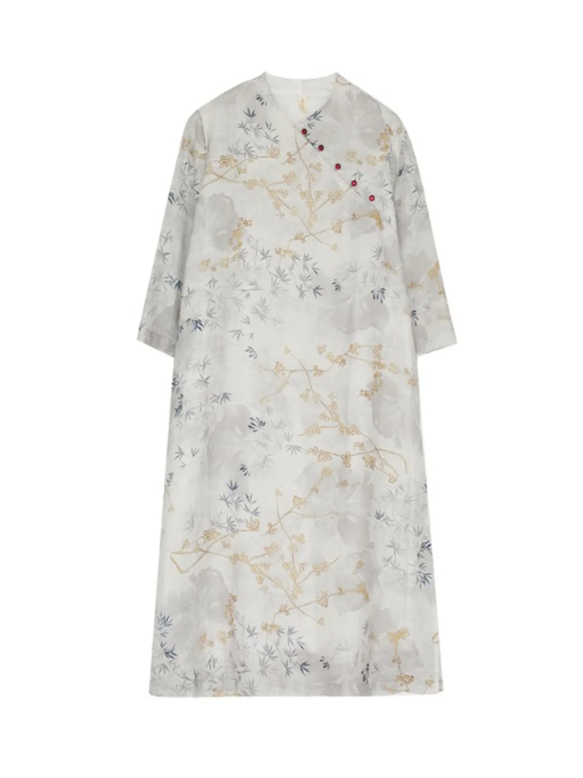 Ele algodão linho Dr com estampa ort Sve saia evasê V-Ne de camada dupla para mulheres verão Faion