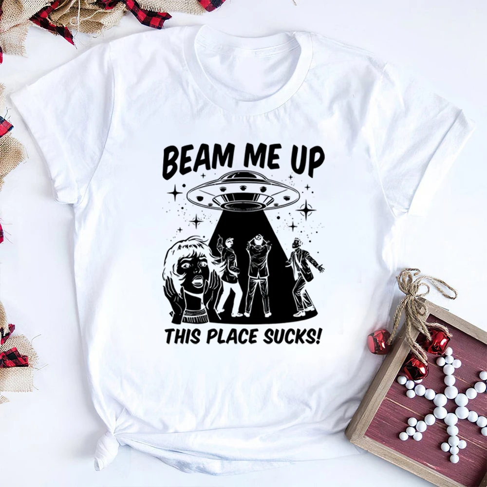 2026 Robin Beam Me Up This Place Sucks Shirt Woman Man Funny Alien UFO Abduction Retro Quote T-shirt ST5 Tv Show Merch Fans Gift