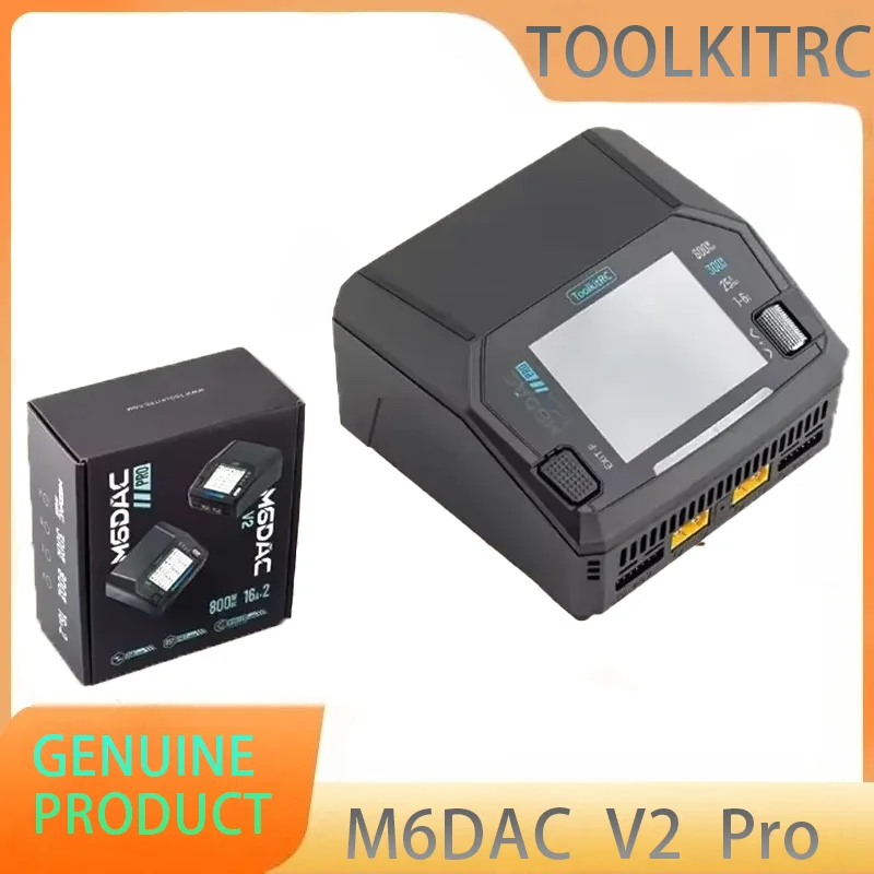 

ToolkitRC M6DAC V2 Pro Dual Channel AC 200W/300W DC 400WX2 Smart Lipo Battery Charger for 1-6S LiHV Lipo Battery PD 65W