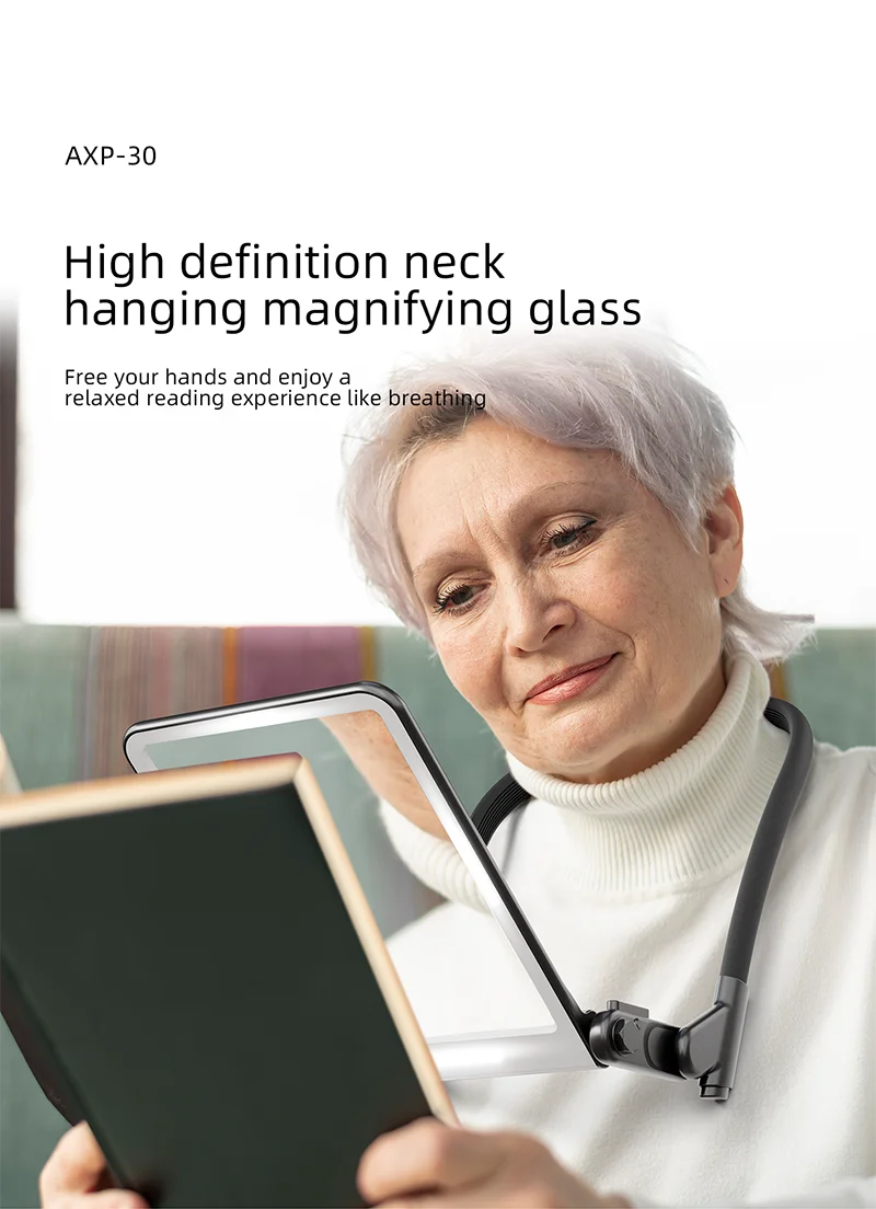 

LLL3X Non Reading Magnifier with Neck Full Page Reading Magnifier 40LED Light Flexible Gooseneck Magnifier