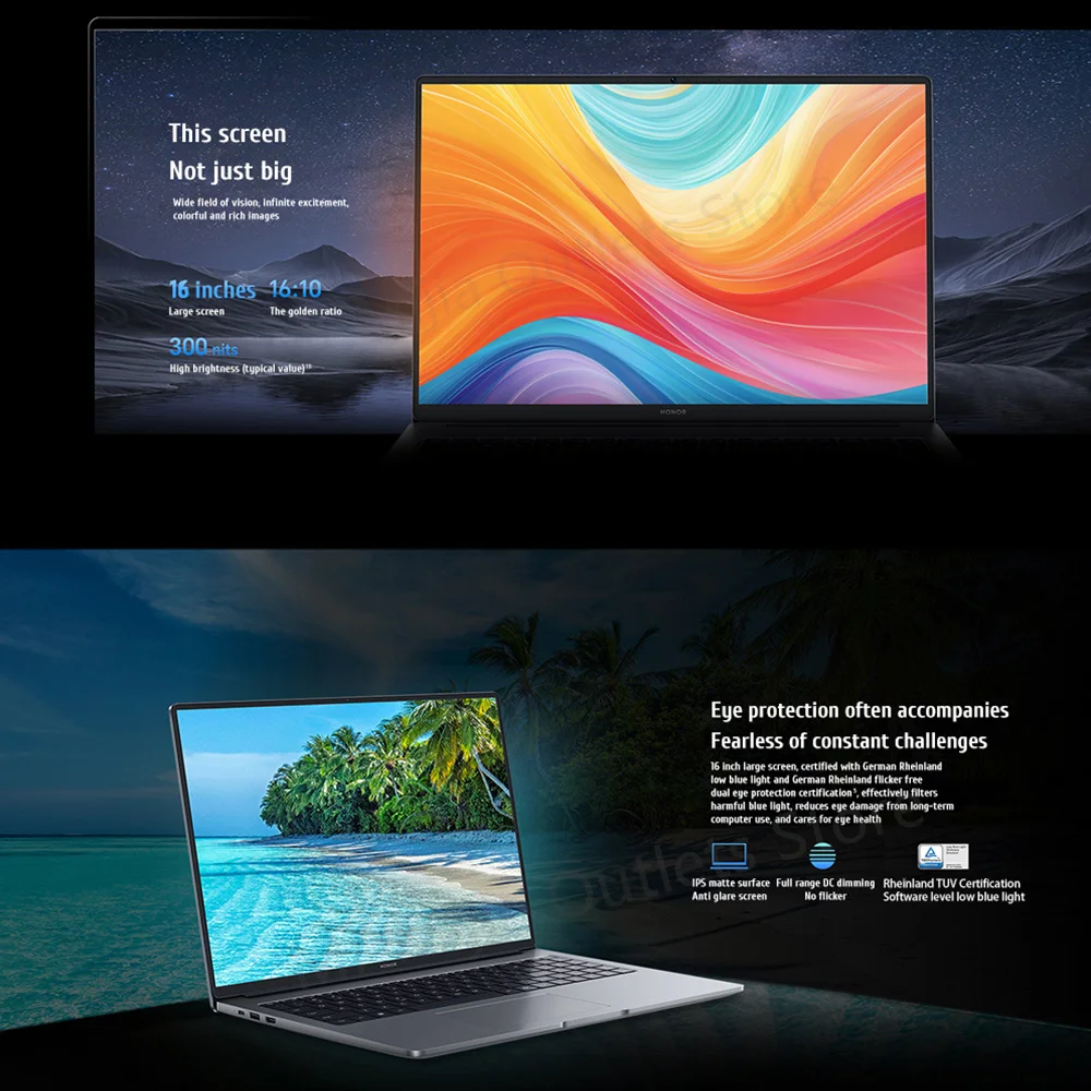 كمبيوتر محمول Honor الجديد X16 2025 13th Intel Core I5-13420H 16G 512G/1 تيرا بايت SSD 16 بوصة 60 هرتز IPS شاشة كمبيوتر محمول رفيع للغاية