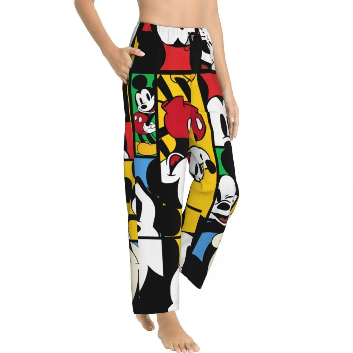 Personalizado impresso minnie mickey mouse animação dos desenhos animados calças de pijama feminino dormir bottoms com bolsos