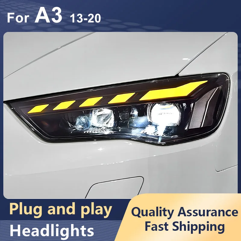 

Upgraded New Style Car LED Headlights For Audi A3 2013-2020 DRL Dynamic Turn Signal Projector Lens Head Lamps Auto Accessories