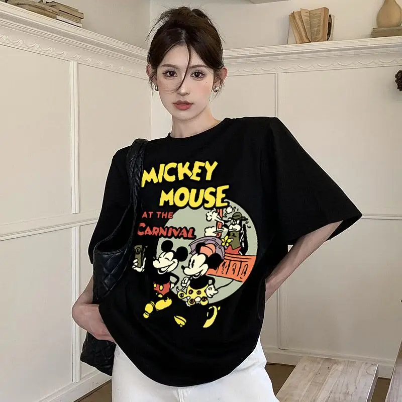 

Disney Mickey Cotton T-shirt Cartoon Top Korean Version of The New Design Sense Versatile Casual Large Size Women's Clothing