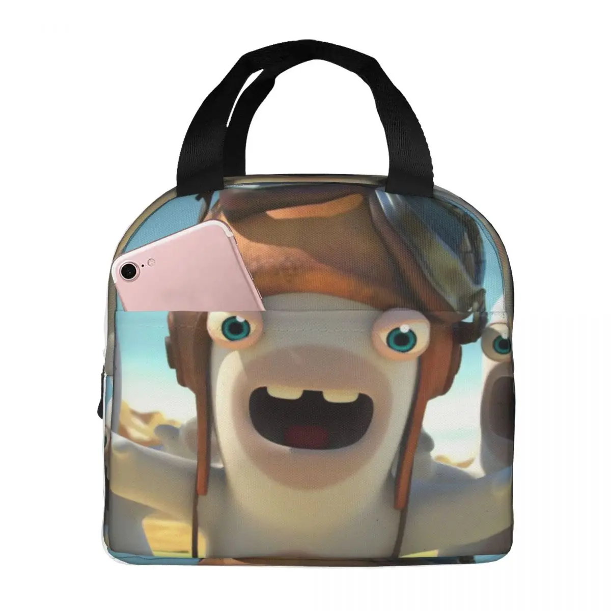 

Cute Travel Storage Bags R-Rabbids Invasion Office Workers Thickened Handheld Hiking Lunch Bag Durable Waterproof