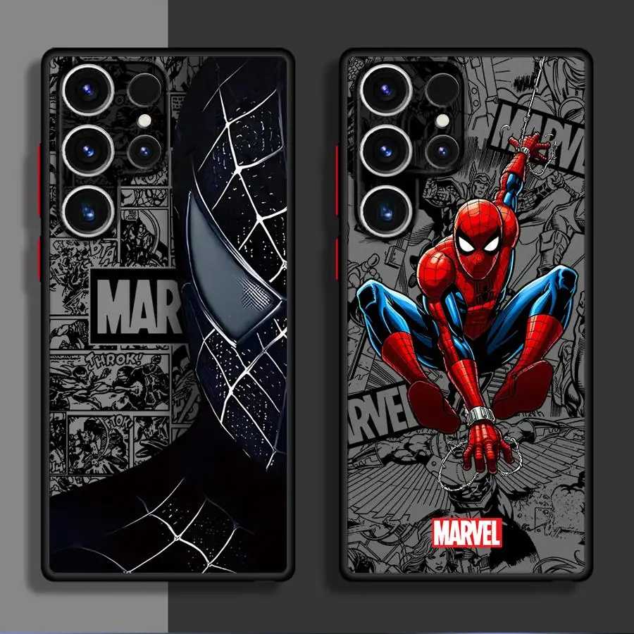 Матовый чехол для телефона с рисунком Человека-паука для Samsung Galaxy S20 S24 FE S22 Plus S21 S10 S23 S9 S25 Ultra