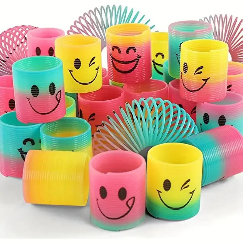 12Pcs Magic Springs Circle Toys Children Birthday Party Favors Rainbow Giveaway Gifts Souvenir Kindergarten Guest Pinata Fillers