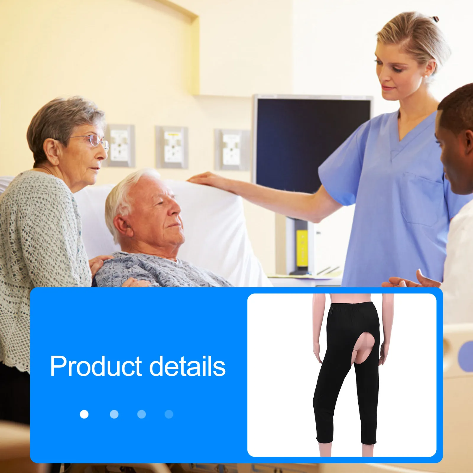1Pcs Washable Reusable Adult Diaper Black Adjustable Snap Fastener Breathable Cotton Waterproof Leak Proof Protective Sanitary